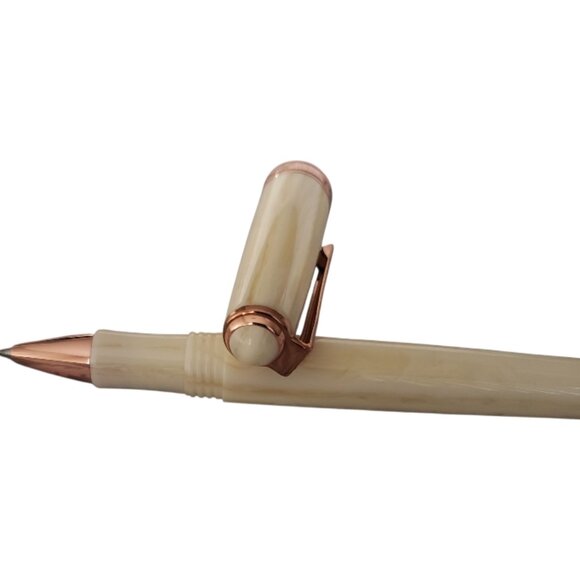 Levenger True Writer Ivory Rose Gold Rollerball Pen - Picture 4 of 4